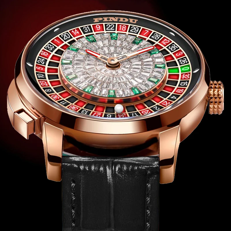 الساعات الميكانيكية برو ساعة PINDU للرجال NH35A حركة الياقوت الزجاج مقاوم للماء زر تصميم ساعة اليد الروليت الروسية #1