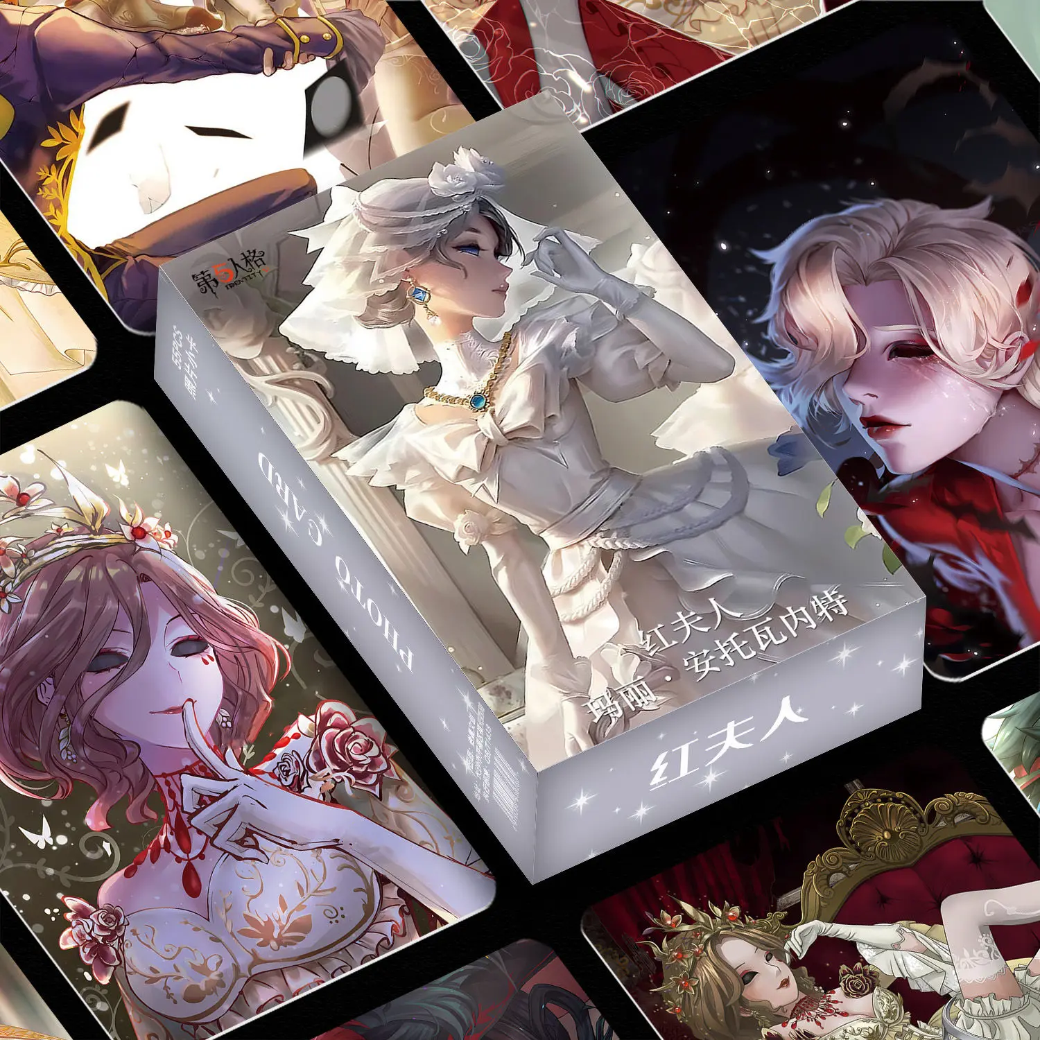 55 sztuk/zestaw Madame Red Identity V Manga Laser Lomo Card Album Komiks Postacie Fotokarta Fani Kolekcja Kart