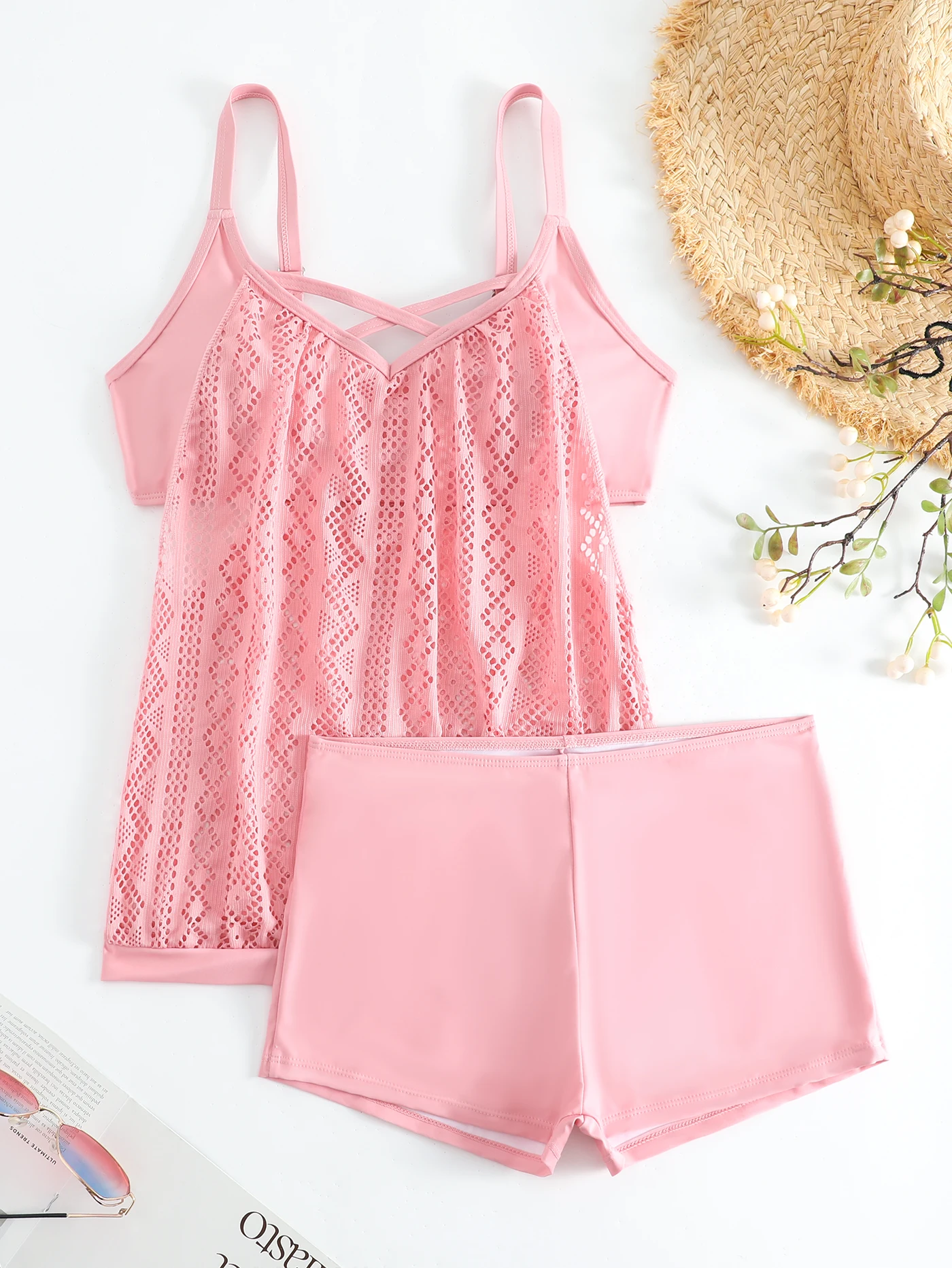 

Floral Pattern 2 Piece Set Tankini, Skirted Style with Boyshorts Swimsuits, Women's Swimwear & Clothing Summer Sexy Bikini