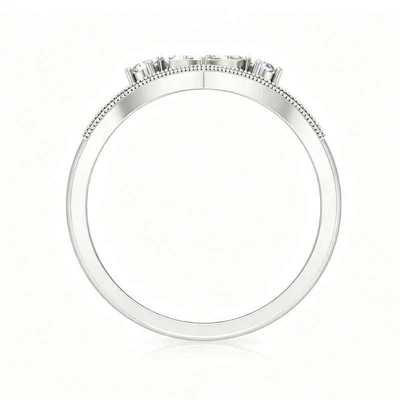 Laborgezüchteter Diamant Runder Schliff Hauptstein 3,5mm Ehering in Platin 950 DEF VS-VVS Qualität Eleganter Schmuck für Damen – Detail 6