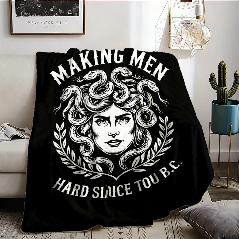 Making Hard Since 700 BC Funny Feminist Flannel Blanket, Greek Mythology Graphic Flannel Throw for, Bold Ancient