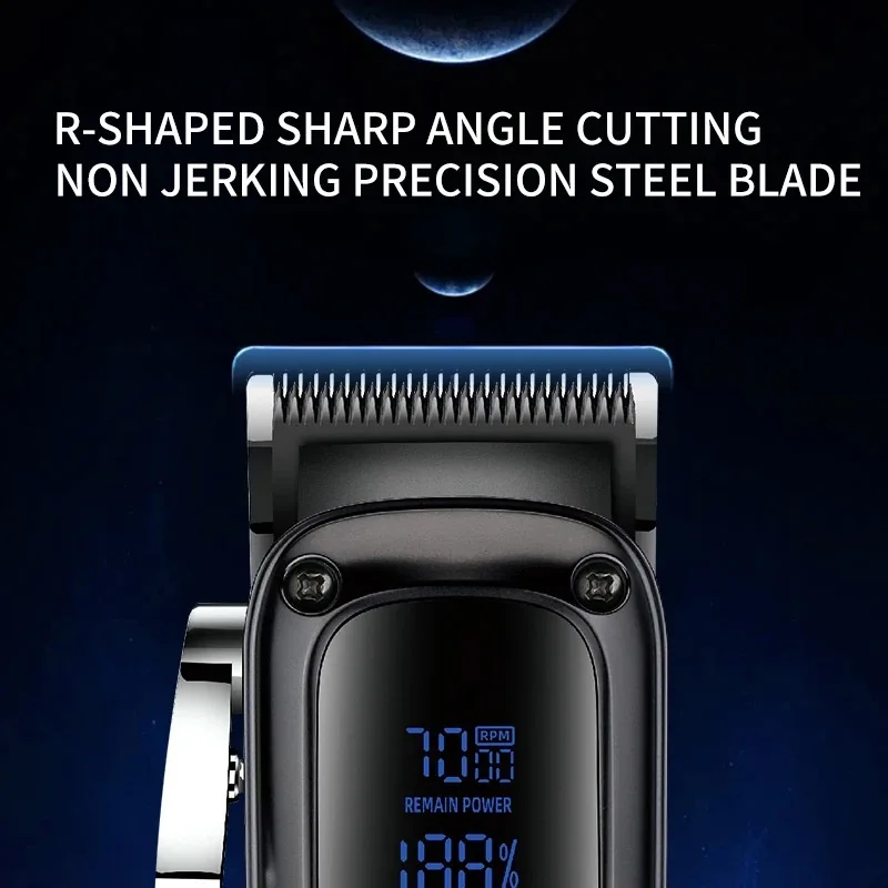 Kemei KM-1550 Professional Hair Clipper for Men LED Display Low Noise Cordless USB Interface Hair Cutting Machine Hair Trimmer
