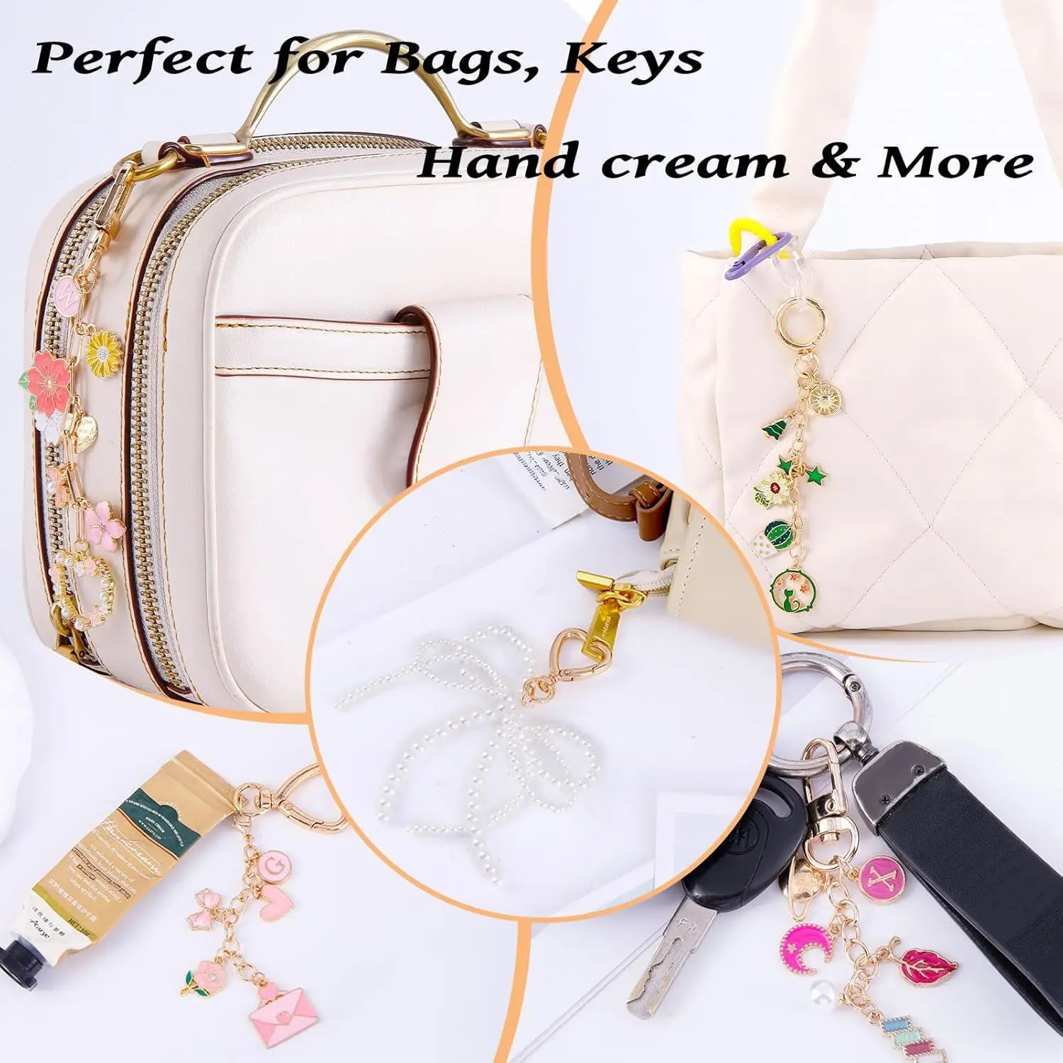544Pcs Electroplated Alloy Keychain Making Kit, DIY Charms Pendants Jewelry Craft Set for Handmade Keyring Bag Accessories