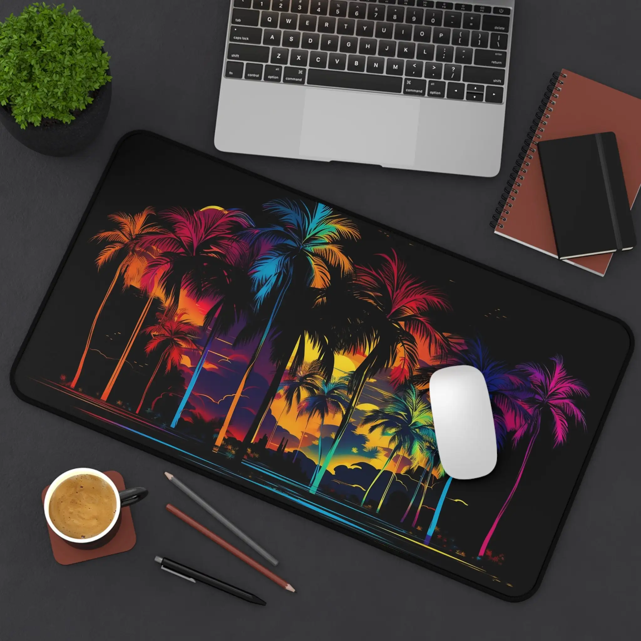 Vintage Palm Tree Pattern Table Mat, Plant Desktop Decoration, Non-Slip Waterproof Gaming Mouse Pad, Perfect Gift for Friends
