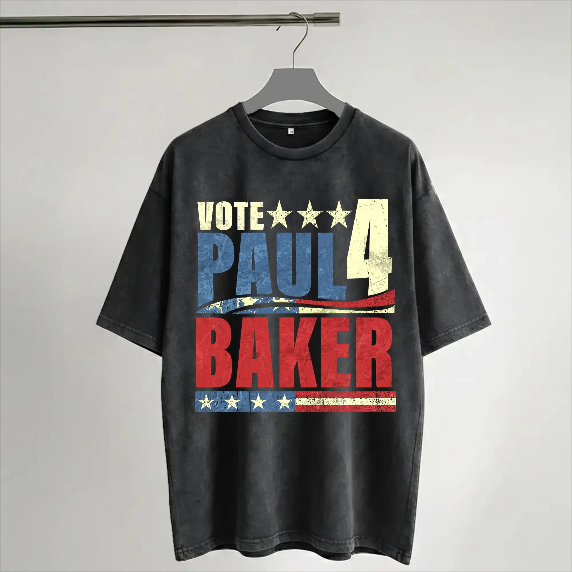 Vote 4 Paul Baker  T Shirts Hip Hop Washed Short Sleeve Oversize T-Shirts  Vintage for Men Women Streetwear Summer Tee Shirt