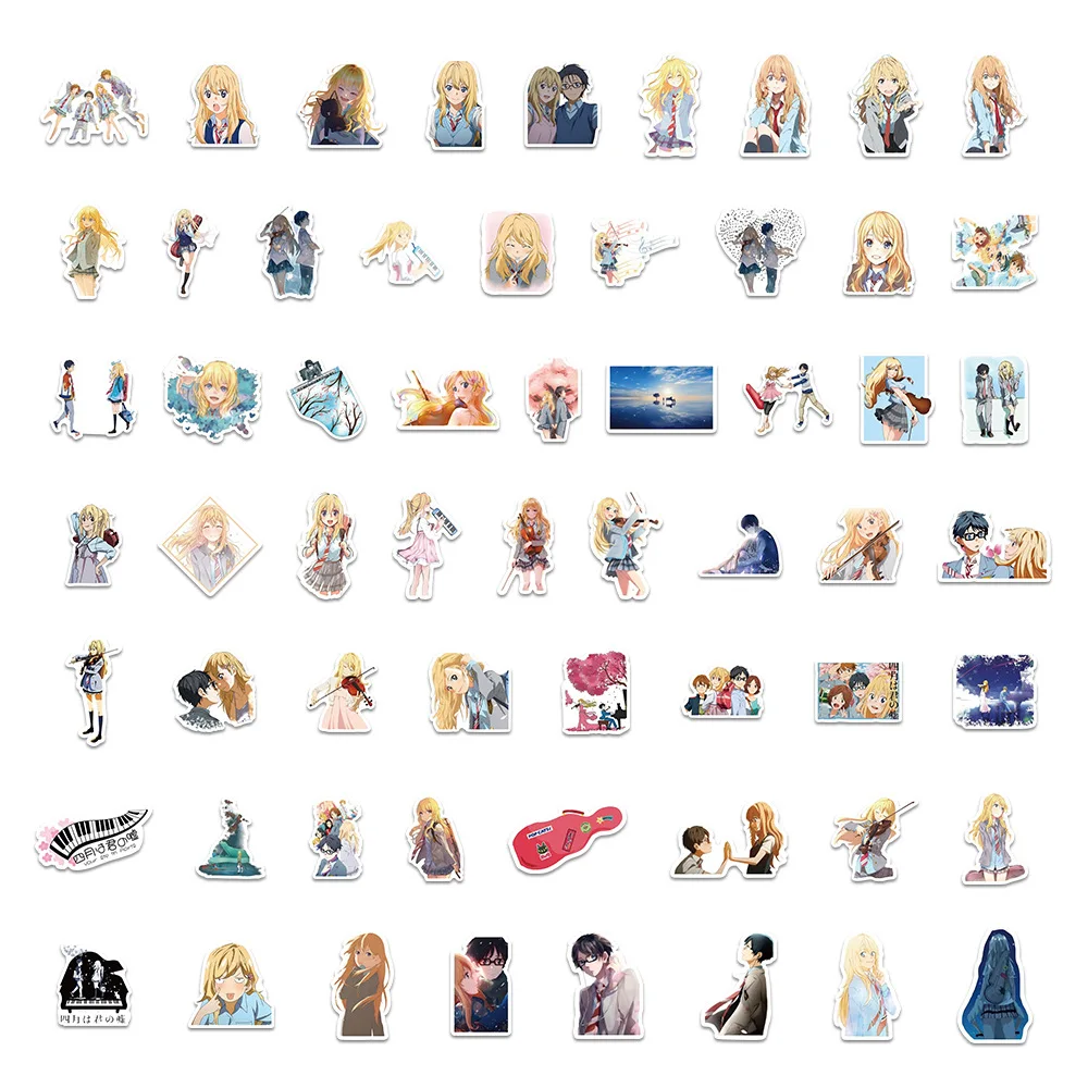 

10/50PCS Your Lie in April Japanese Animation Decorative Refrigerator Helmet Guitar Laptop Waterproof Stickers Kids Toy