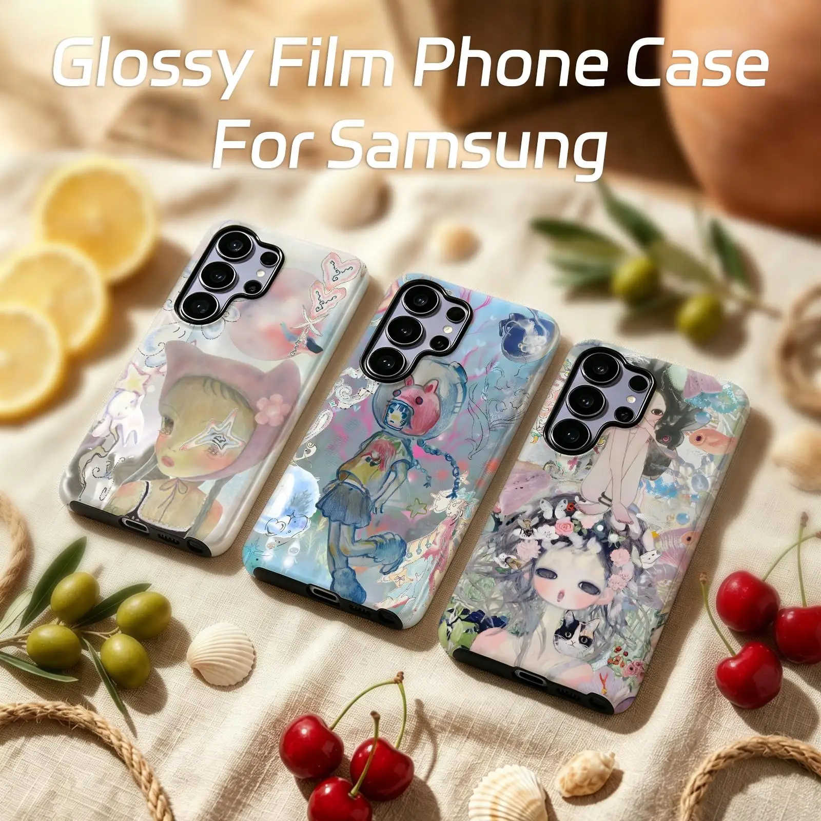 Japanese painting style  Phone Case For Samsung Galaxy S26 25 S24 S23 S22 S21 Ultra Glossy Film Phone Case