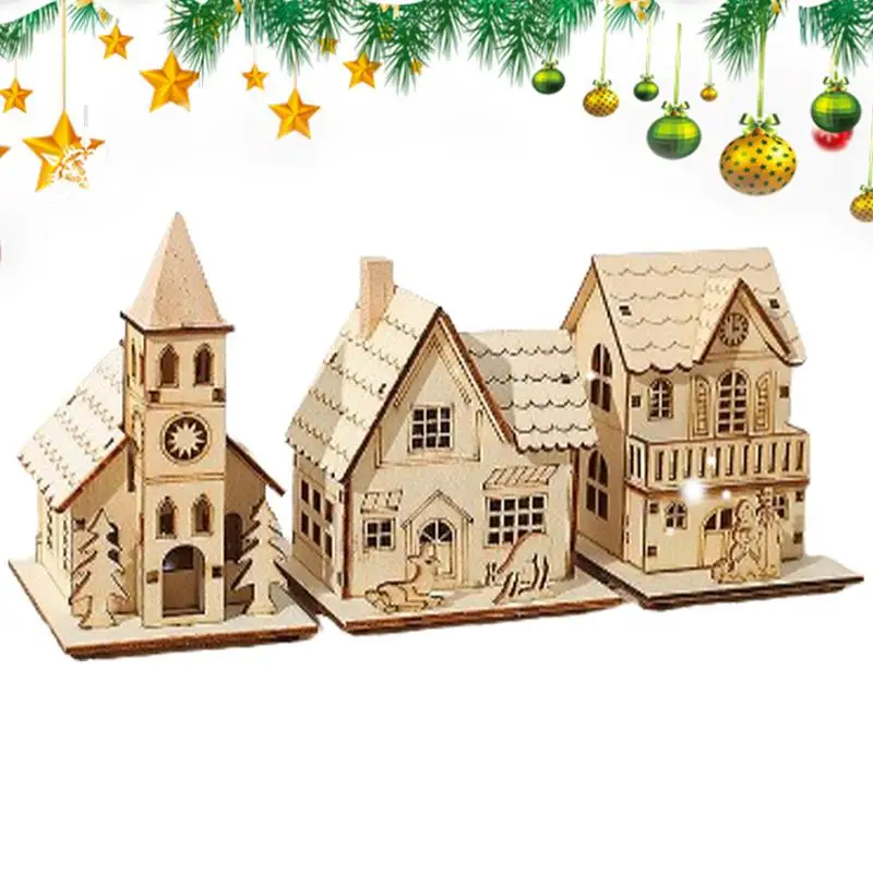 

2024 Christmas Wooden Hut LED Light String Christmas Pendant Home Decor Home Festival Party Decoration children's New Year gift