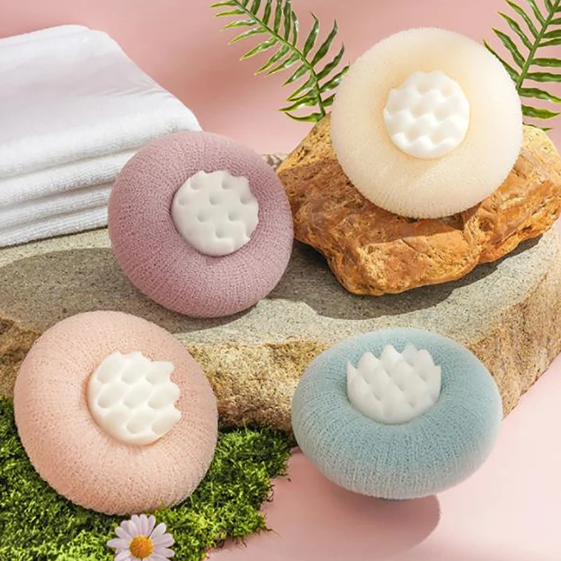 Toalla de baño exfoliante, Bola de baño de masaje con cepillo de ventosa, toallita de baño, frotar la espalda, cepillo de baño de barro, esponja, suministros de baño