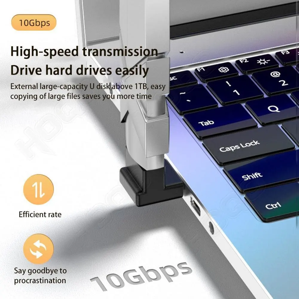 Side bend U-shape USB Adapter Data Cable Adapter Extension Connector ,Adapter for Notebook/smart Phone 10gbps Transmission