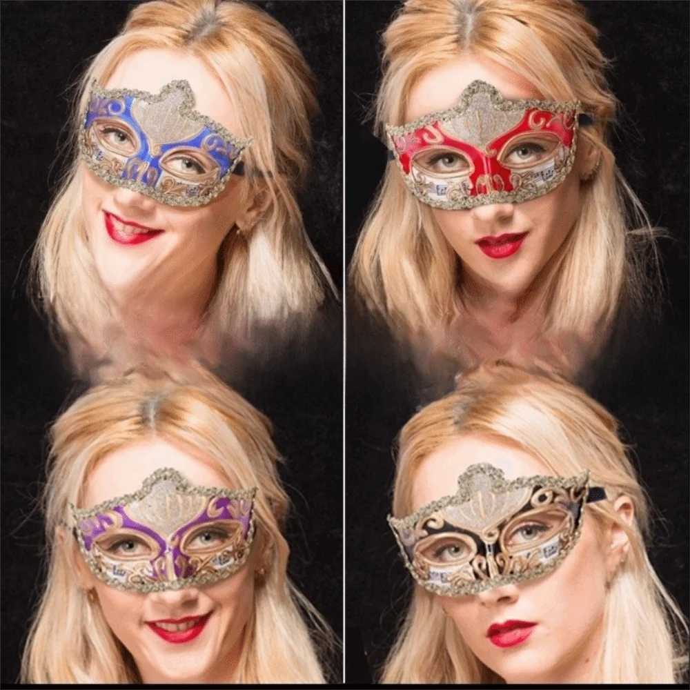 파티 코스프레 소품 할로윈 마스크 반쪽 얼굴 플라스틱 글리터 마스크 카니발 의상 소품 가면극 코스프레 베니스 마스크