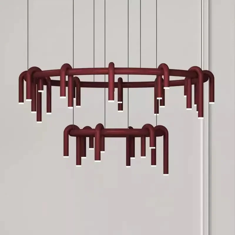 Designer U-shaped chandelier, modern Nordic living room long dining room bar counter bedroom model room wrought iron lamps