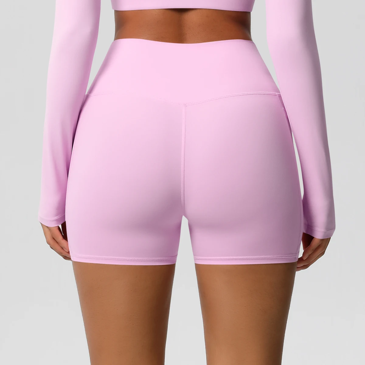 Solid Color Yoga Pants With Pockets Quick Drying High Waisted Gym Push Up Yoga Shorts for Woman Breathable Workout Fitness Short image 4