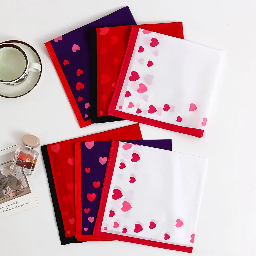 Women's Pure Cotton Handkerchief, Elegant, Soft and Comfortable Cotton Handkerchief, Romantic Heart Wedding Season Bride's Souvenir Flap Pocket Pants Scarf
