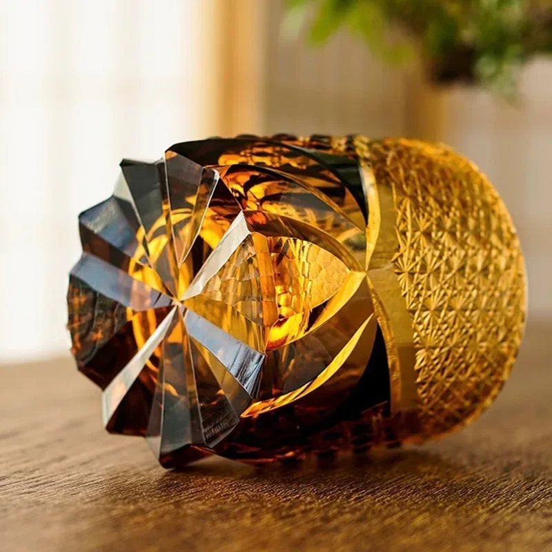 Whiskey crystal glass, hand-carved vintage Darth Vader wooden box
