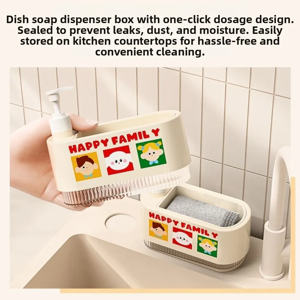 

2-in-1 Kitchen Hand Soap Dispenser Refillable Leak-Proof Liquid Soap Container with Sponge Press Type Manual Press Soap Box Home