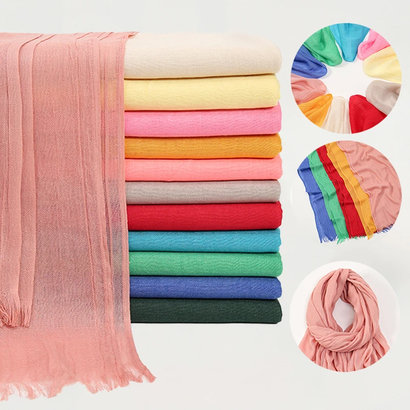 

Modal Cotton Jersey Hijab Scarf Long Muslim Shawl for Women Solid Color Head Wrap Scarves Muslim Veil Jersey Hijabs 110X180Cm