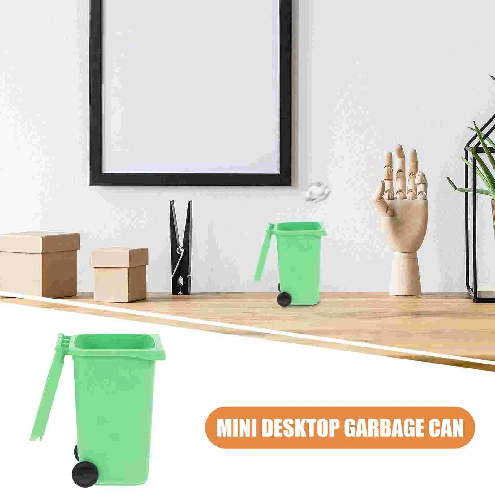 Trash Can Pen Holder Storage Rack Small Garbage Bucket Waste Desk for Plastic Desktop Office Bin Mini