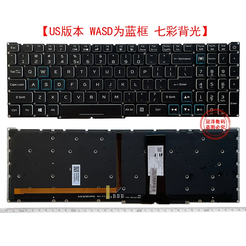 Teclado do Portátil dos Eua para Acer Predator Helios 300 Ph31552 Ph315-5273du Ph315-52-75r0 Ph317-53 Ph315-52-748u Rgb Retroiluminado Novo