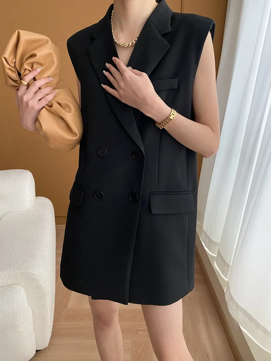 2024 Spring/Summer New in Women\'s Mid Length Sleeveless Jacket Bow Back Suit Outerwear Waistcoat Outerwear Vest SN5294