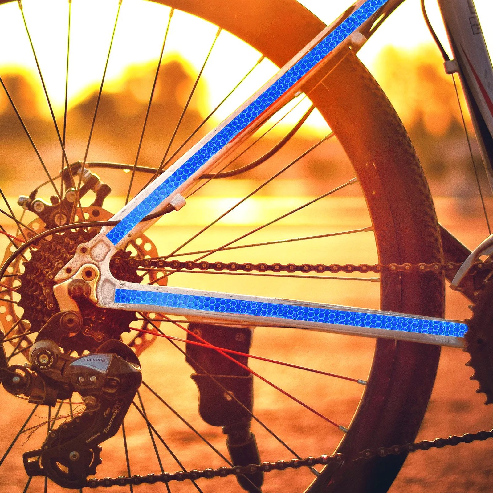 

7pcs Reflective Stickers for Bike Frame Glow Decorative Warning Tape Removable Cuttable Professional Decoration Outdoor Tools