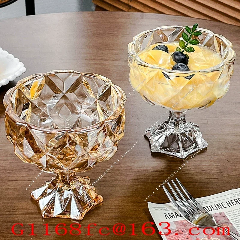 High Quality Professional Internet Celebrity High Foot Ice Cream Cup, Glass Dessert Bowl