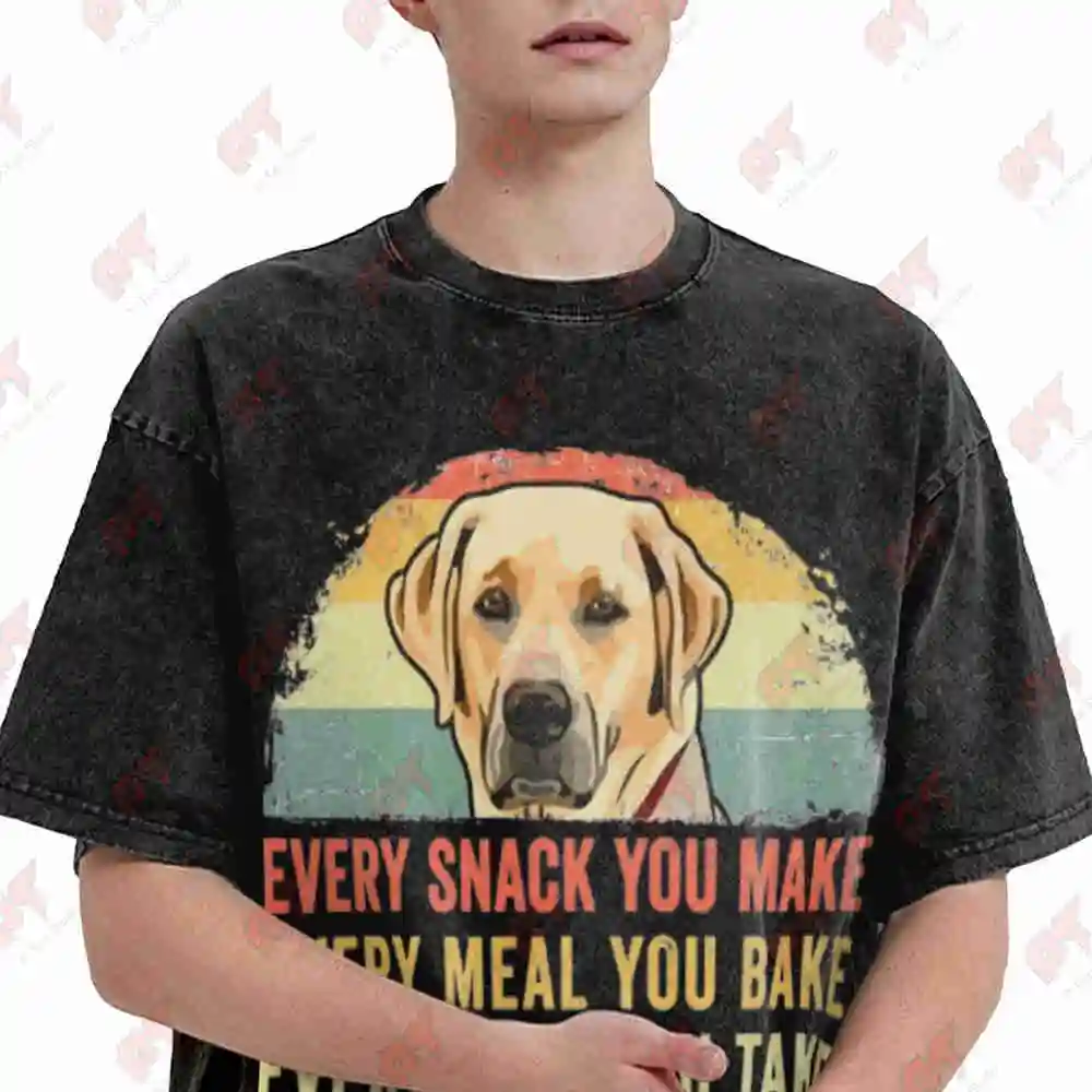 Labrador I'Ll Be Watching You Lab Dog Mom Dad Vintage Washed Tee Pure Cotton T-Shirt