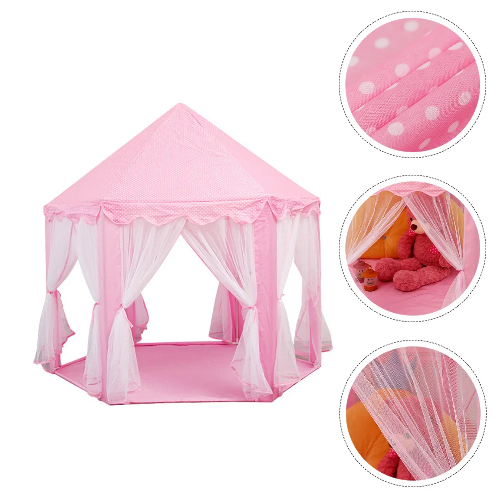 Children's Indoor Tent Fashionable Playing House Kid Toy Princess Pink Hose Bracket Comfortable Touch and Outdoor