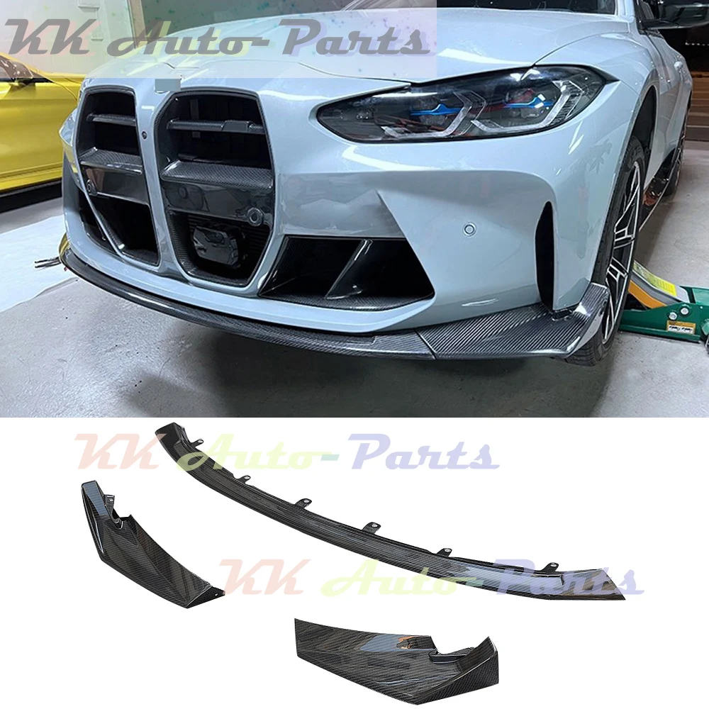 

For BMW M3 M4 G80 G82 Dry Carbon Fiber Front Spoiler Splitters Bumper Lip Chin 3Pcs/Set