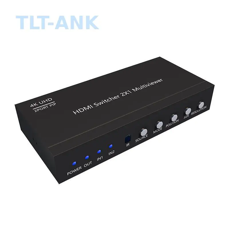 HDMI Seamless Switcher 2x1, 2 Input 1 Output, 4:3 Dual Picture Splitter, PIP Picture in Picture, 4K@30Hz