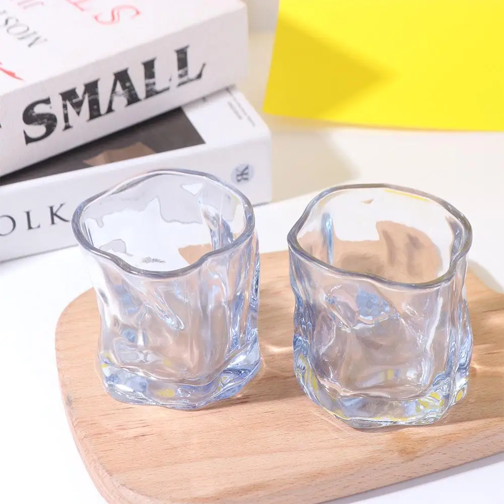 

6Pcs Kitchenware 200ML Irregular Cup Colorful Decorative Whisky Glass Cup Comfortable Grip Cocktail Drinking Glasses for Home