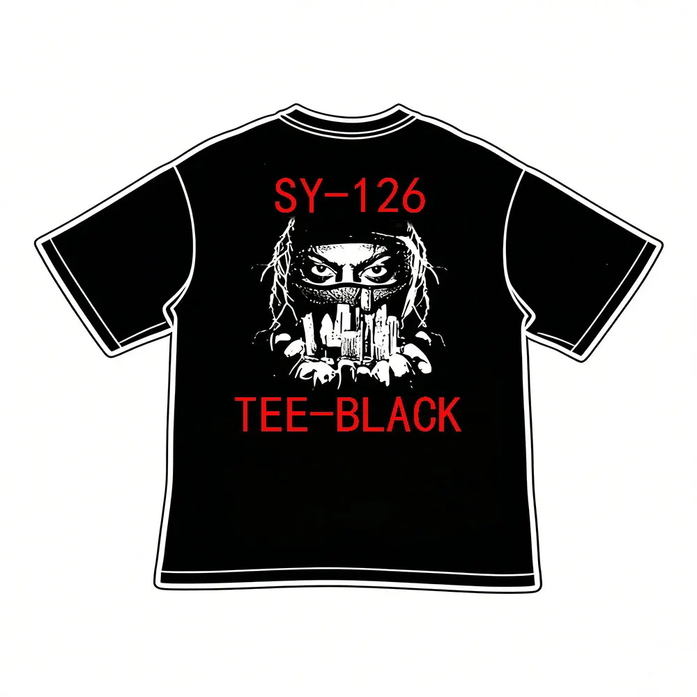 SY-126     Men's Cotton Short Sleeve Tee Jogger T-shirt Summer Tracksuit Top Jersey LDN-FIGHT-TEE-BLACK