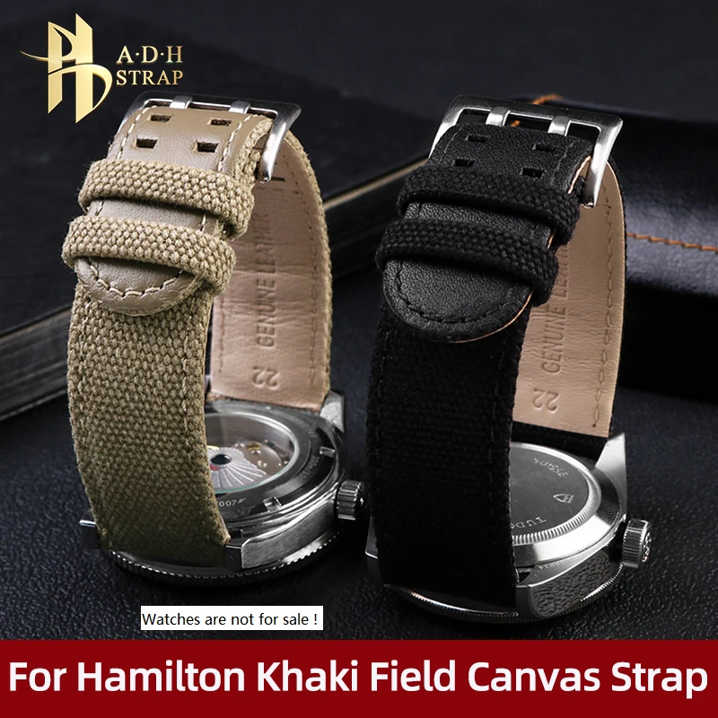 Breathable Canvas Watch Strap For Hamilton Khaki Field H69439363 H68201963 H70305993 Nylon Band 20mm 22mm Waterproof Bottom Men