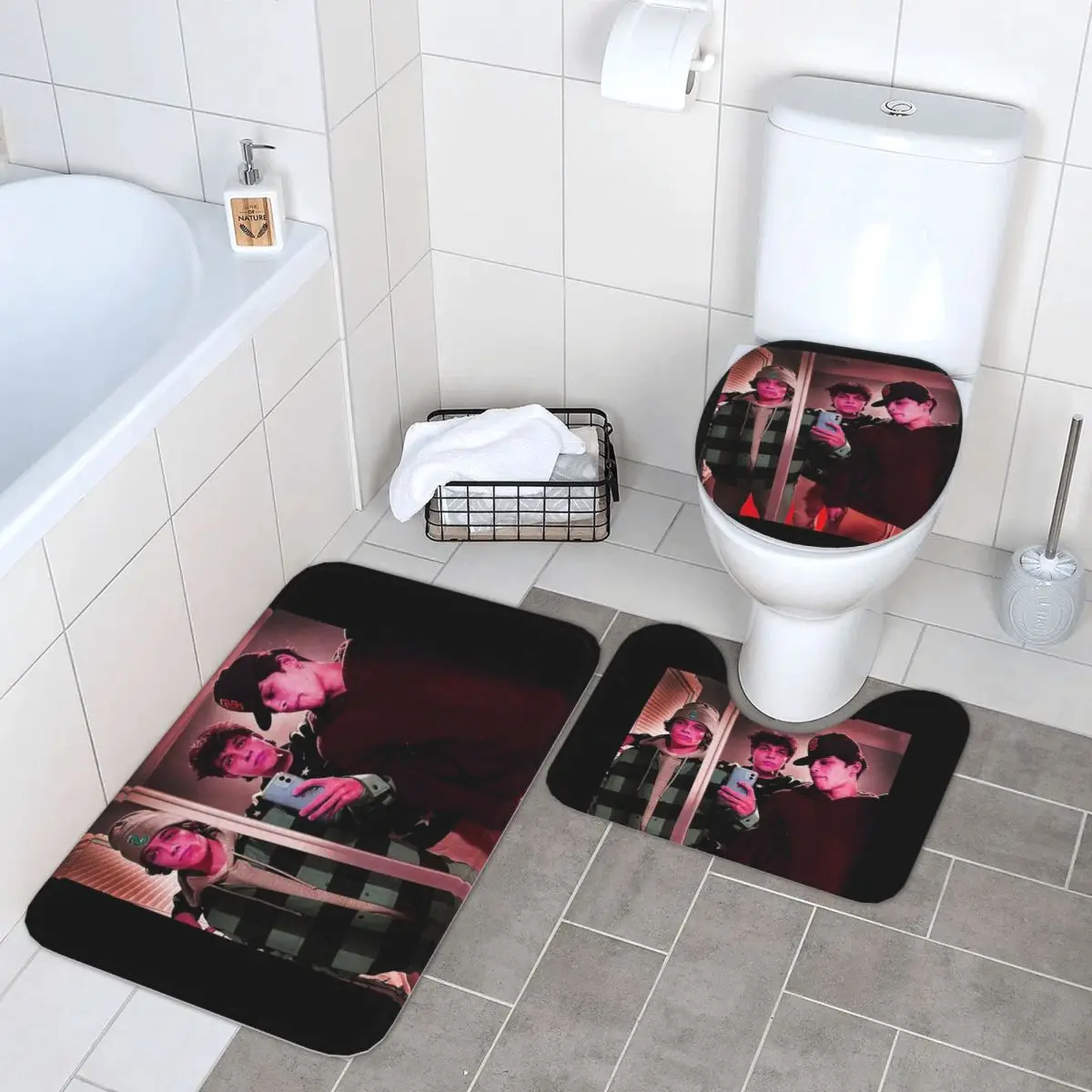 

Sturniolo Triples, 3-х предметный коврик для ванной, набор для ванной комнаты, крышка для унитаза, домашний декор, нескользящий ковер, напольный коврик