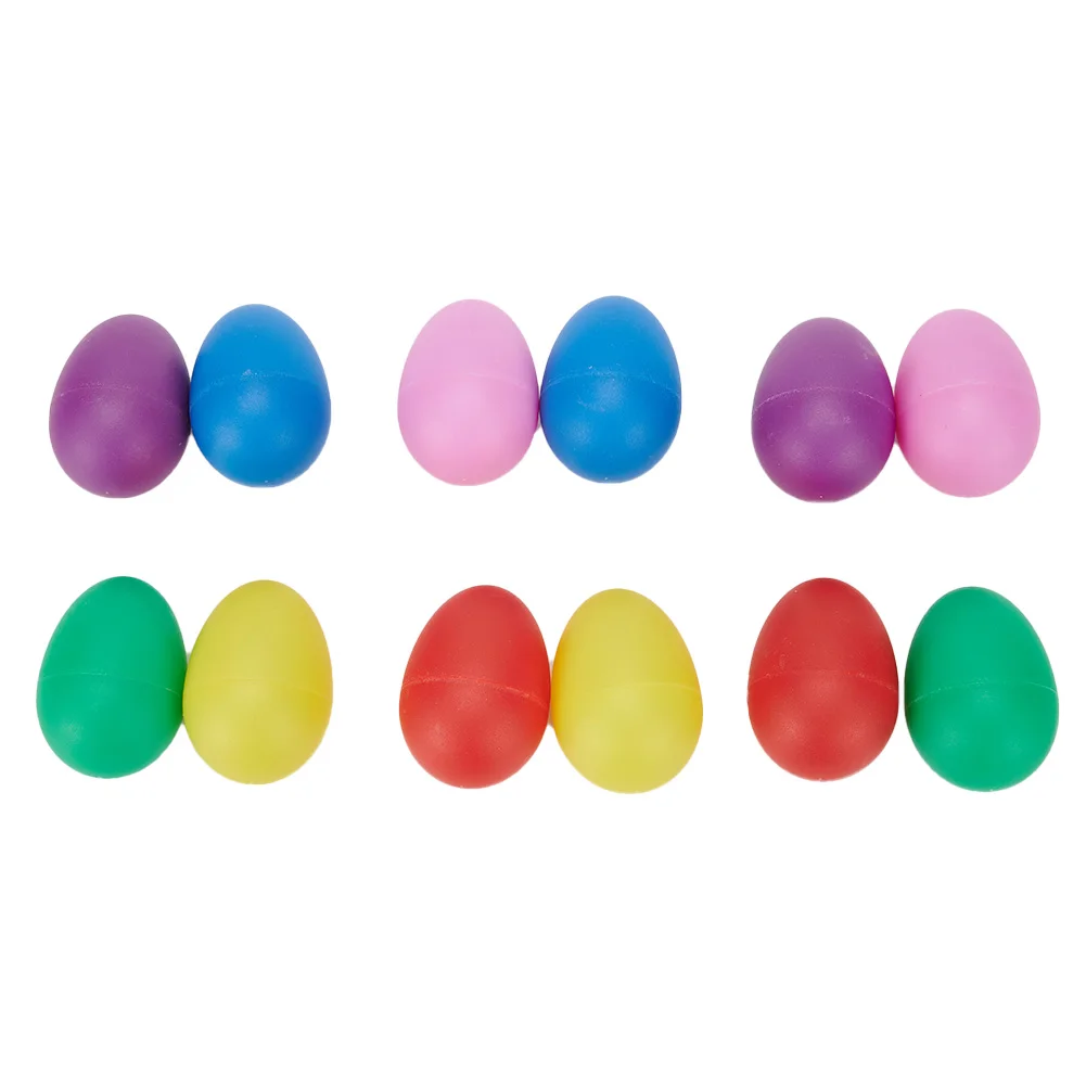 Egg Shakers Maracas Plastic Rattle Easter Sound Egg 12 Pcs Musical Instrument Musical Toys Colorful High Quality