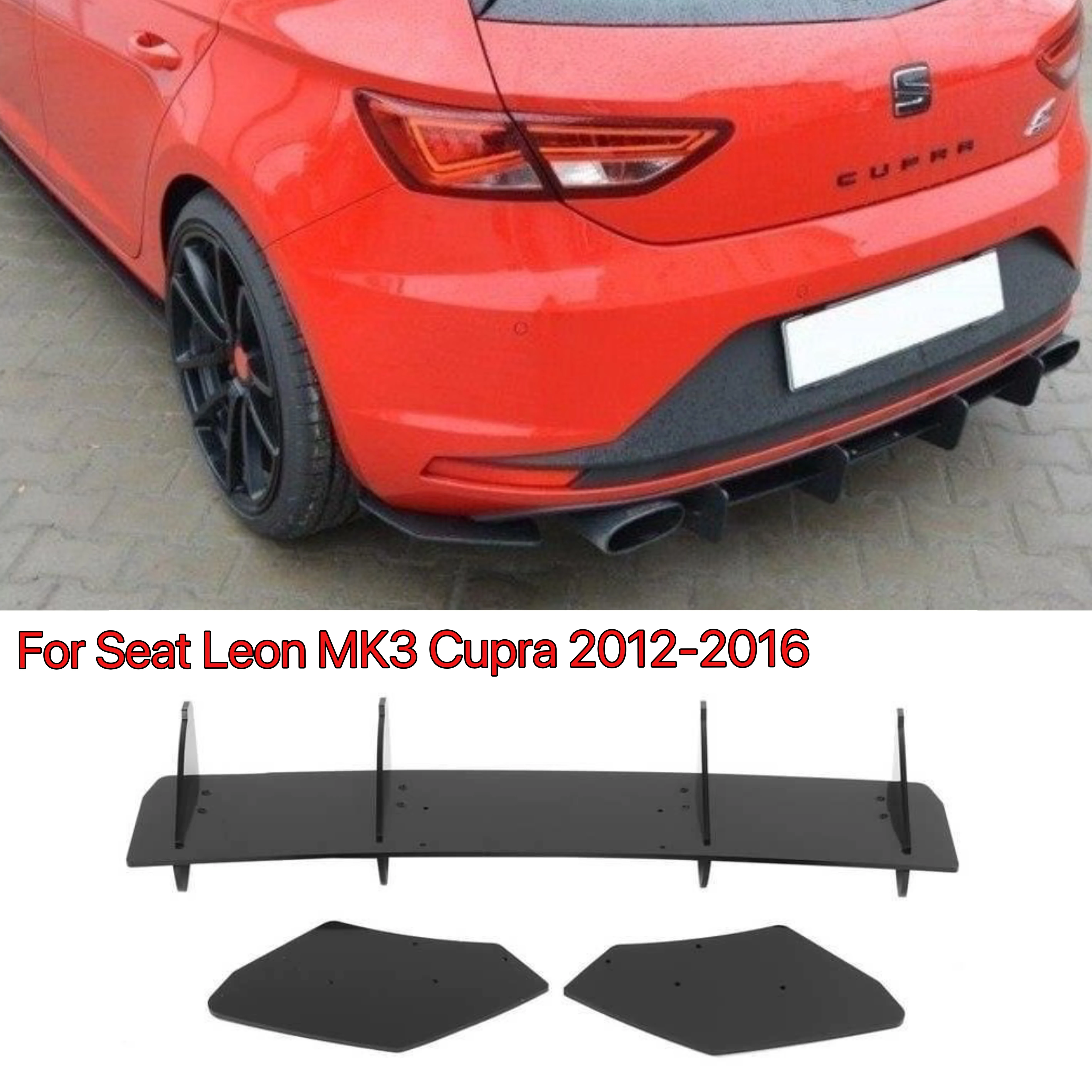 

FOR SEAT LEON MK3 LEON III CUPRA REAR DIFFUSER & REAR SIDE SPLITTERS MAXTTON STYLE 4 FINS DIFFUSER TUNING 2012-2016 PREFACE