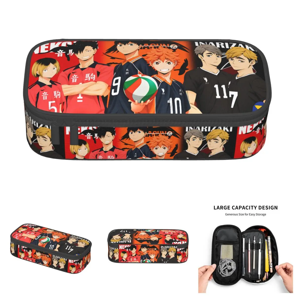 Shoyo Hinata Haikyuu Kenma Kozume Schul-Federmäppchen für Mädchen und Jungen, großes Fassungsvermögen, Tobio Kageyama Federmäppchen für Studenten, Schreibwaren