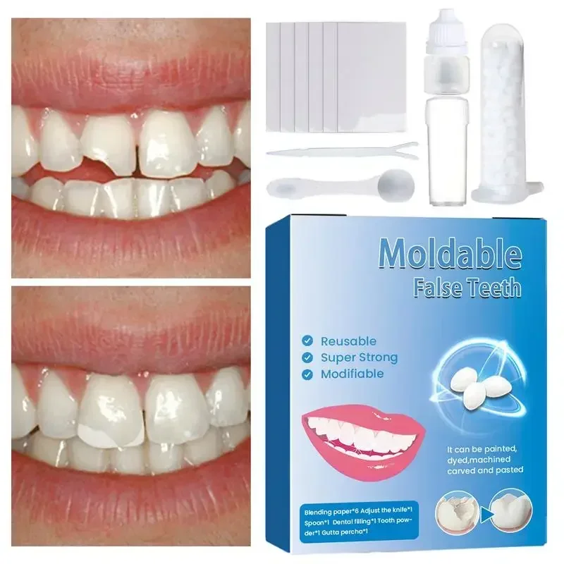 Temporary Tooth Repair Kit False Teeth Solid Glue Denture for Missing Broken Teeth Moldable Tooth Filling False Teeth Tools