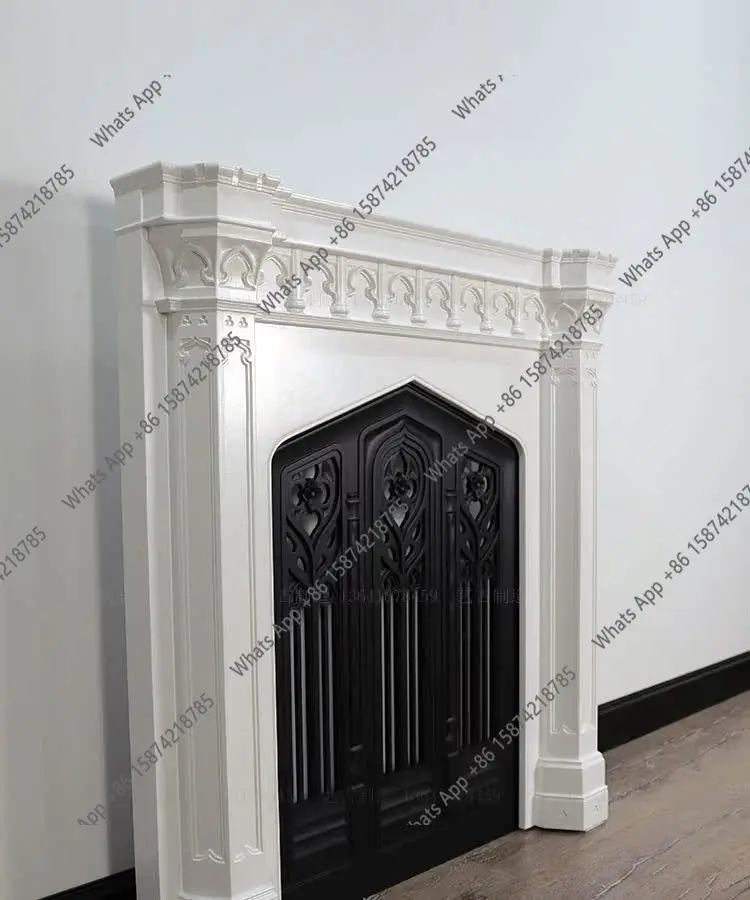 European French, household retro solid wood beige niche decorative mantel, furniture customization factory