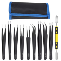 TFBC 10Pcs Precision ESD Tweezers Set, Anti-Static Tools, Curved & Straight Tips for Electronics, Jewelry, Industrial Repair