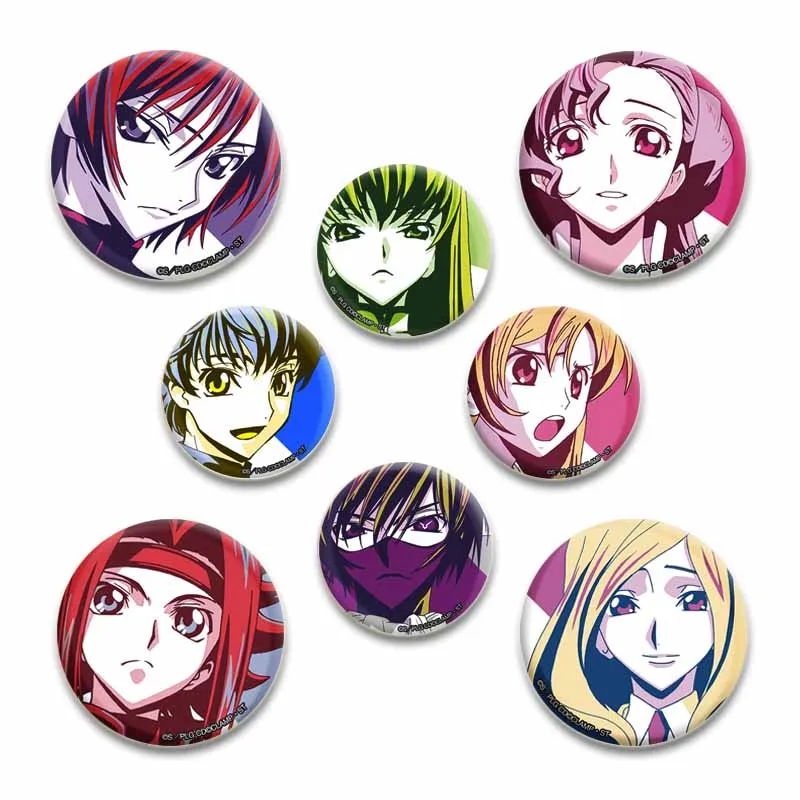 Anime Code Geass Pins Cartoon Character Lelouch Lamperouge C.C. Suzaku Kururugi Badges Tinplate Brooch for Clothes Decoration