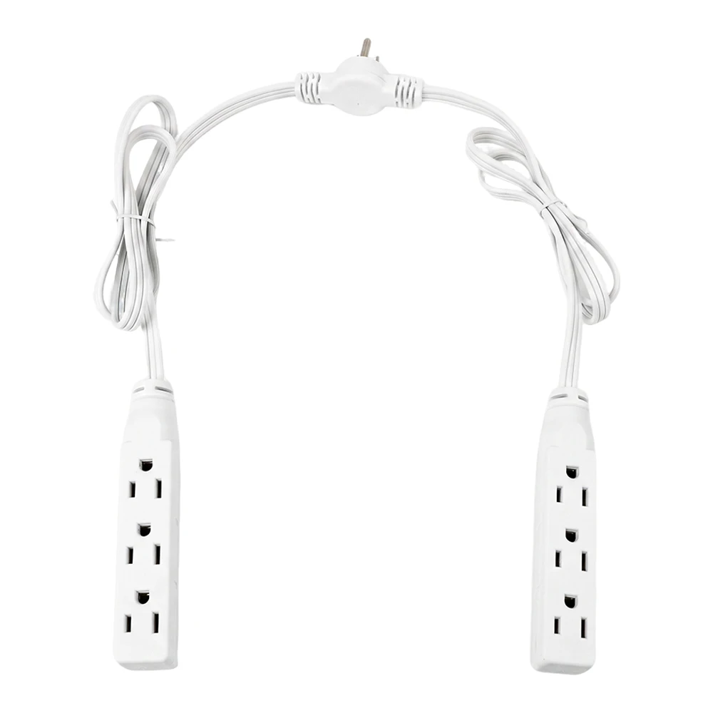 Twin Extension Cord Power Strip, 6FT Dual Extension with Flat Wall Plug, Split Double Head Outlet for Behind Bed & Couch, White