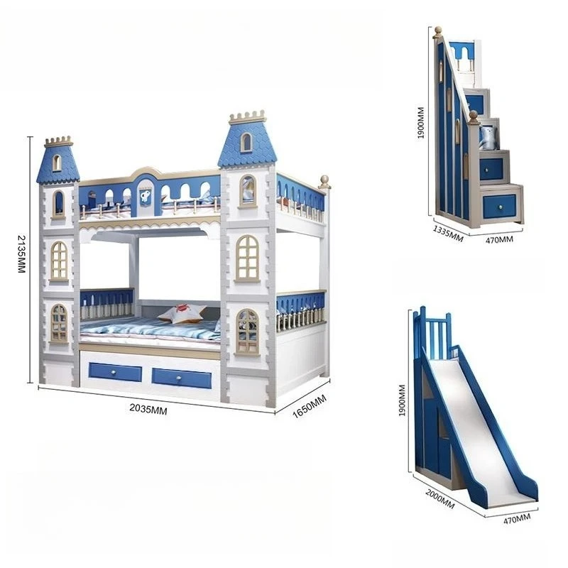 All solid wood two-layer bed, upper and lower beds, double high and lower mother and child beds