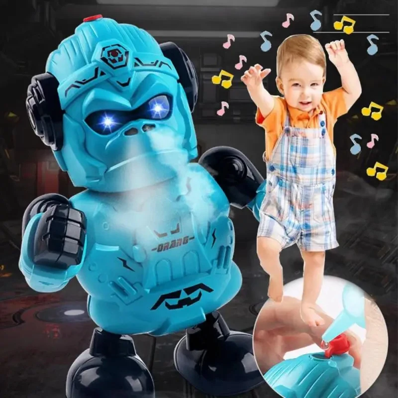 Multi função spray king kong robô robô elétrico com luz, música, modelo de brinquedo robô gorila brinquedos para crianças