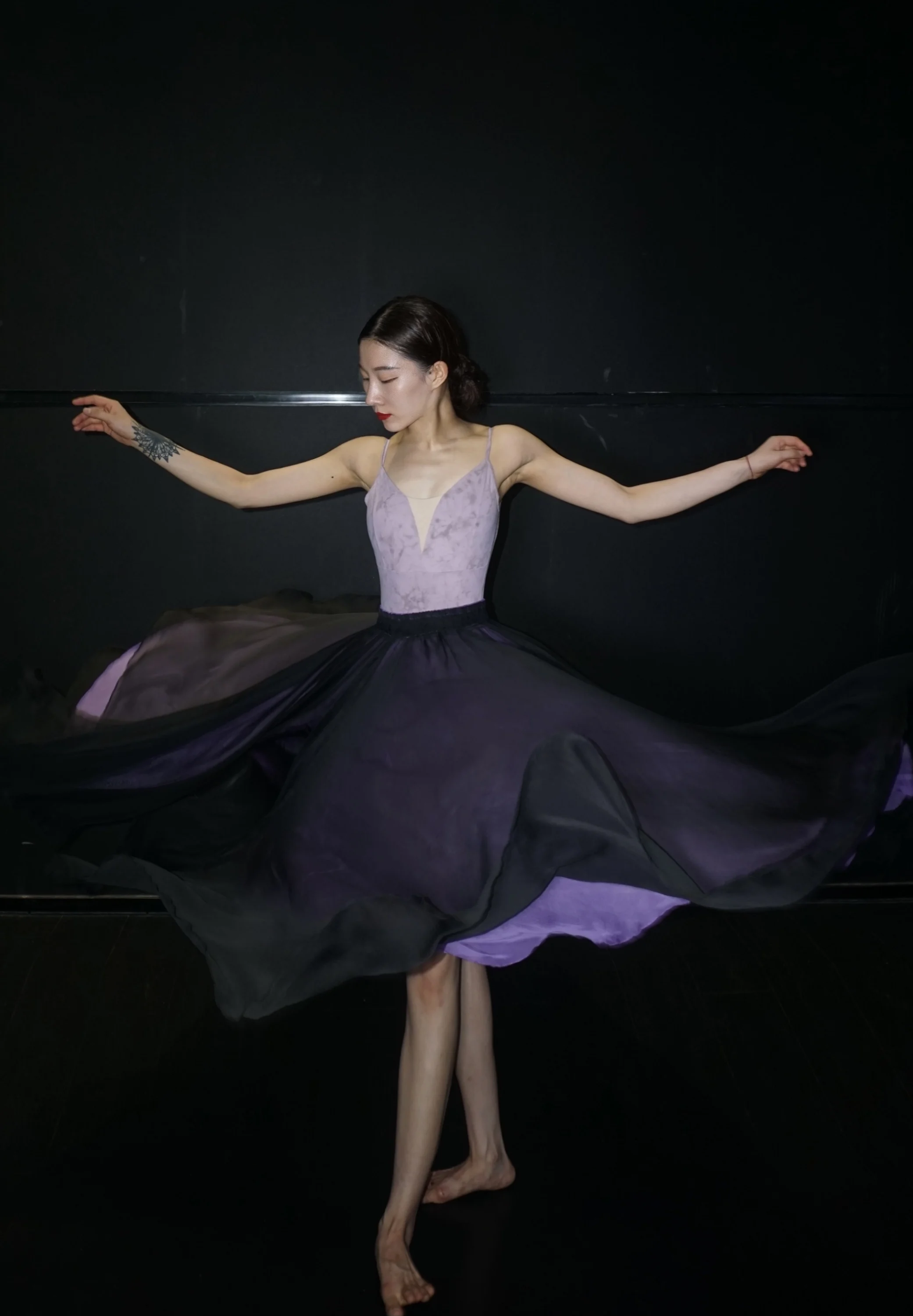 Customizable Colors Adults Women Dance Skirts Chiffon Skirts Lyrical Soft Ballet Dress Black Purple Translucent Dance Costumes