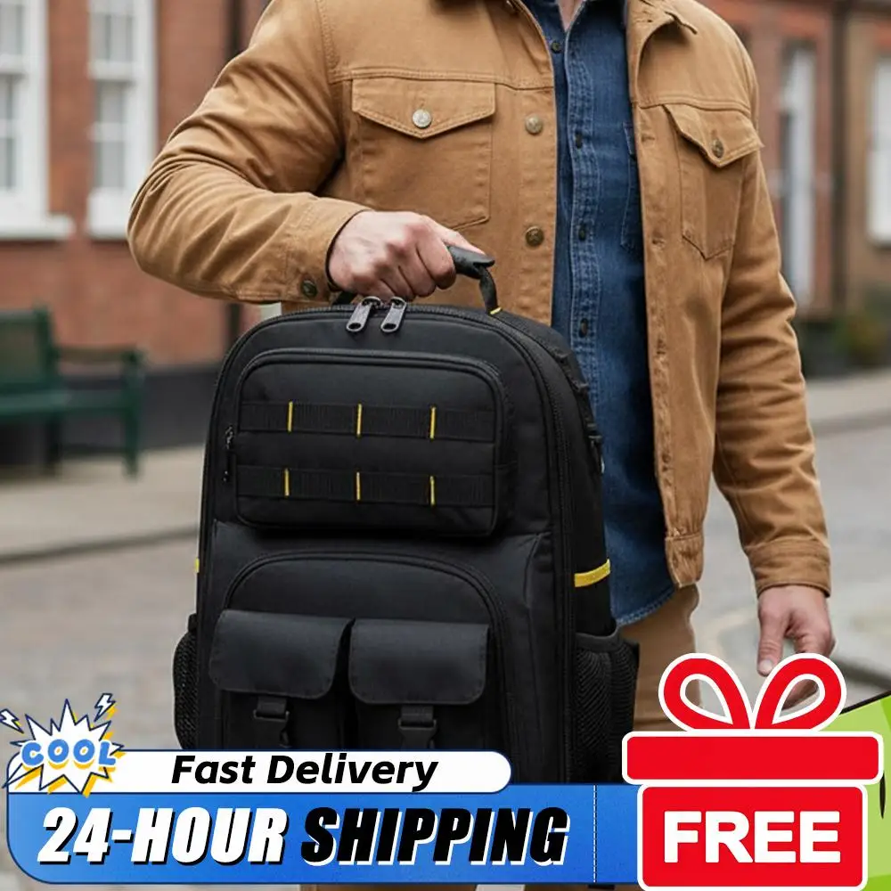 

Professional Work Shoulder Bag Waterproof Thicken Tool Backpack Hardware Tool Storage Bag for Construction Contractors Plumbing