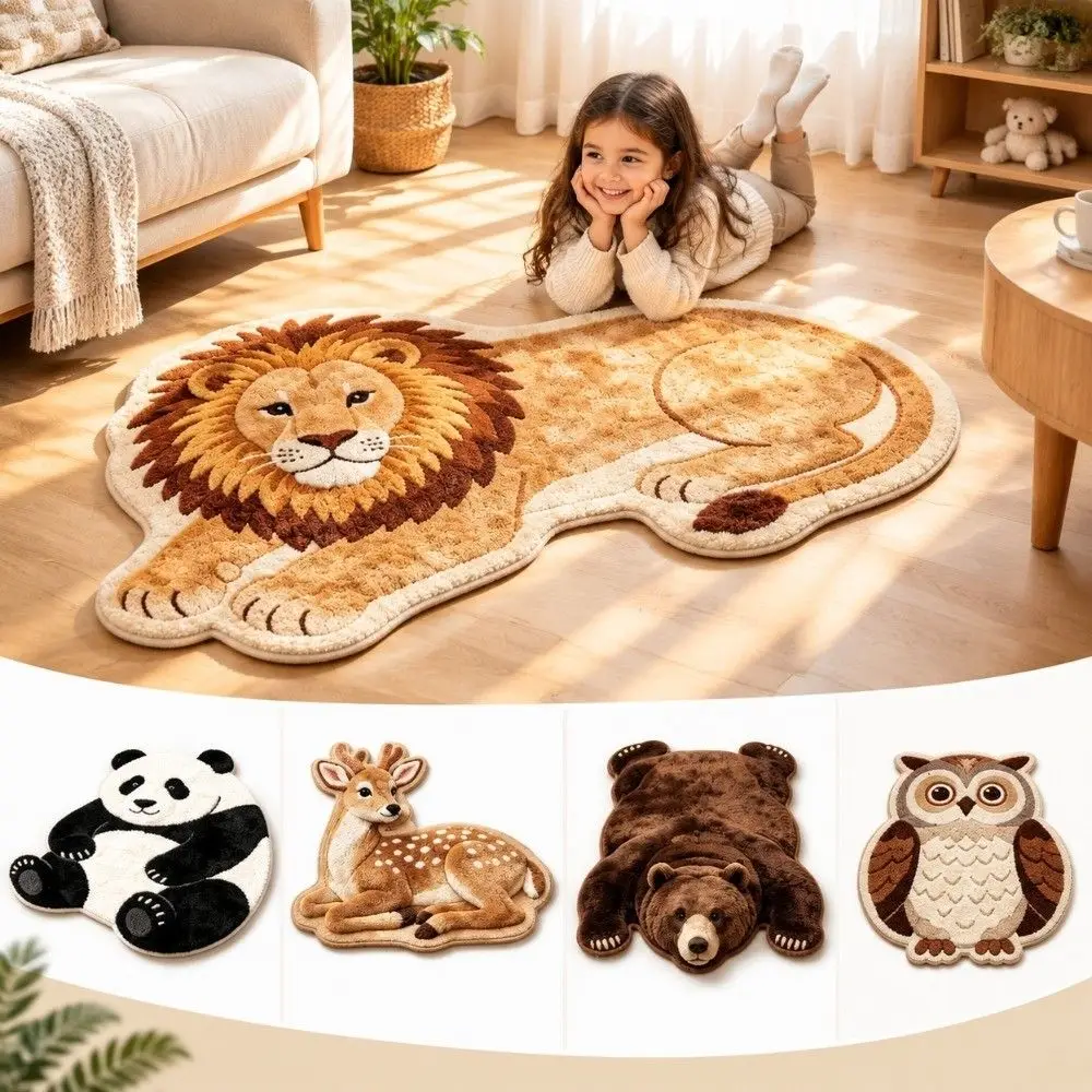 Soft Faux Cashmere Faux Animal Print Rug Moisture Absorbent Machine Washable Entryway Door Mat Non Slip Backing