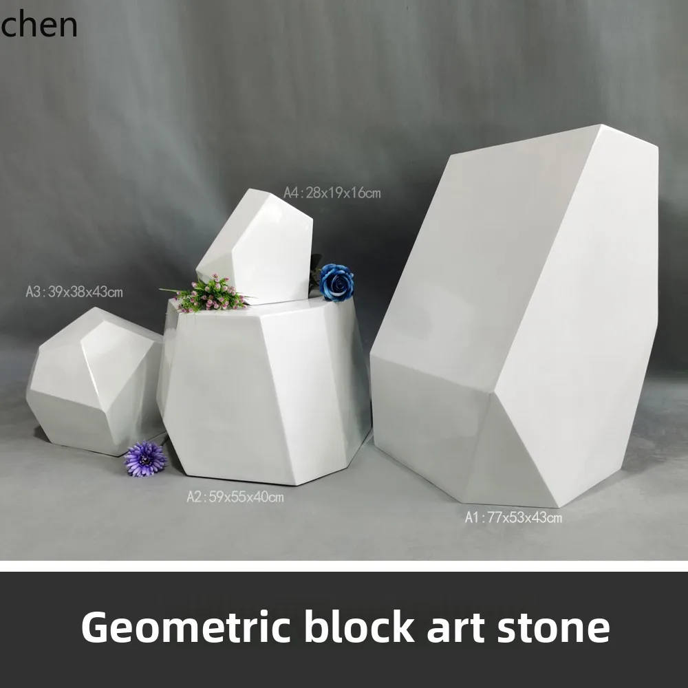 

LXC Irregular Geometric Block Stone Mall Window Display Decoration Ornament Outdoor Garden