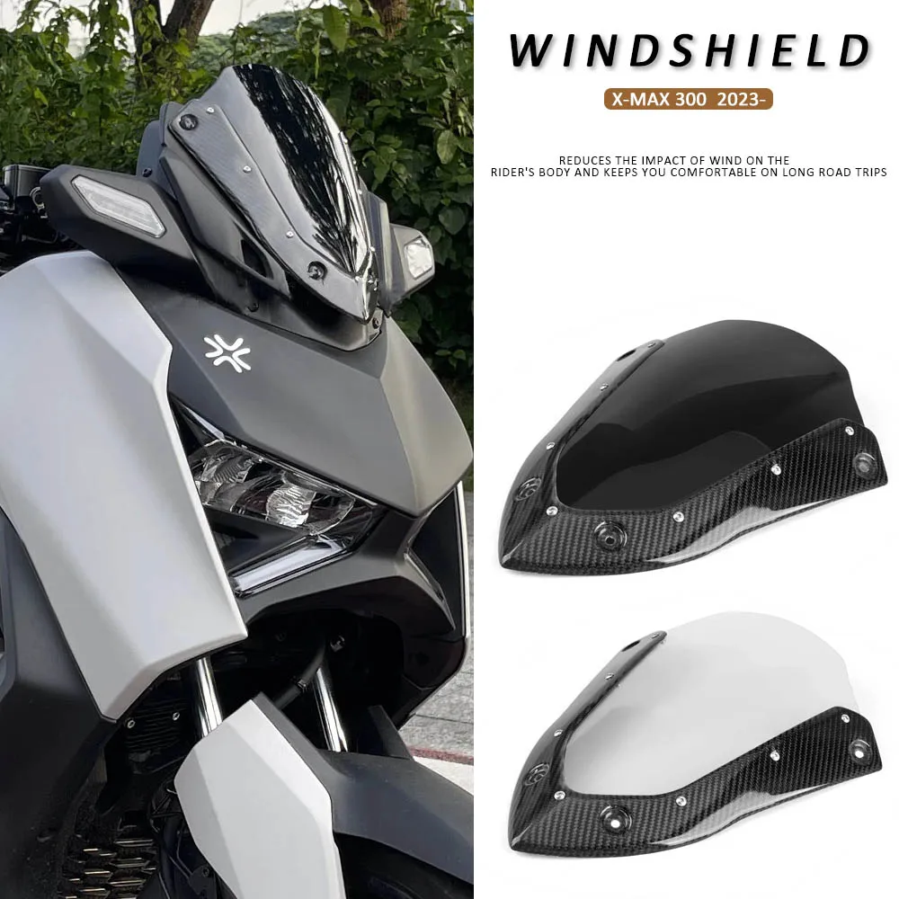 

Motorcycle X-MAX 300 Windshield Windscreen Sport Wind Deflector Visor Screen Carbon fiber For Yamaha X-MAX300 XMAX300 2023-