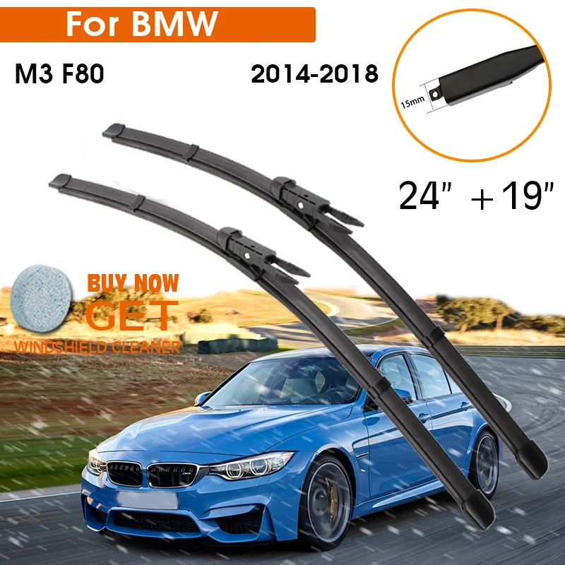 

Car Wiper Blade For BMW M3 F80 2014-2018 Windshield Rubber Silicon Refill Front Window Wiper 24"+19" LHD RHD Auto Accessorie